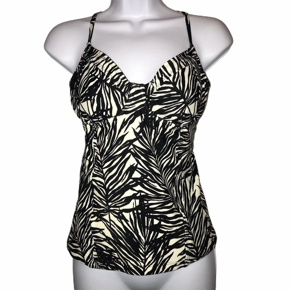 Athleta Other - Athleta Black Hawaiian Leaf Tankini Top 34 B/C